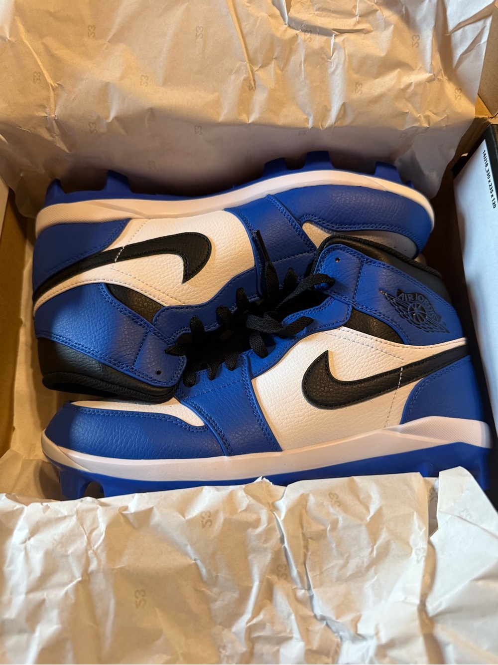 Nike Jordan 1 Retro MCS Blue White Black High-Top Athletic Sneakers Cleats